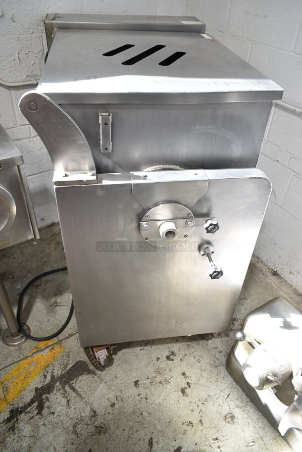VPMB300 Stainless Steel Commercial Floor Style Meat Mixer Grinder on Commercial Casters. 220 Volts. - Item #1116768