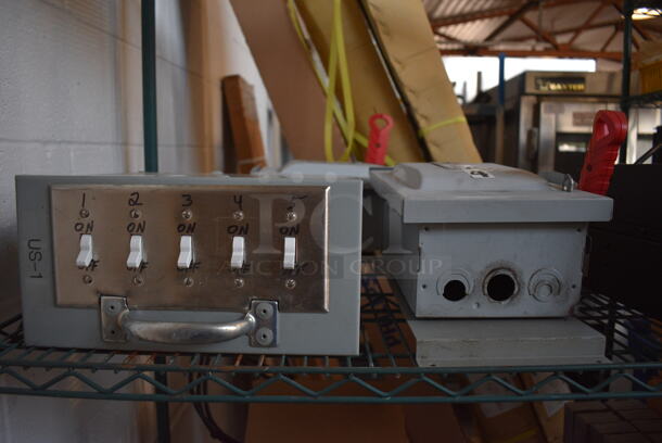 ALL ONE MONEY! Lot of 3 Various Gray Metal Boxes Including 2 Heavy Duty Switches. Includes 9x15x9