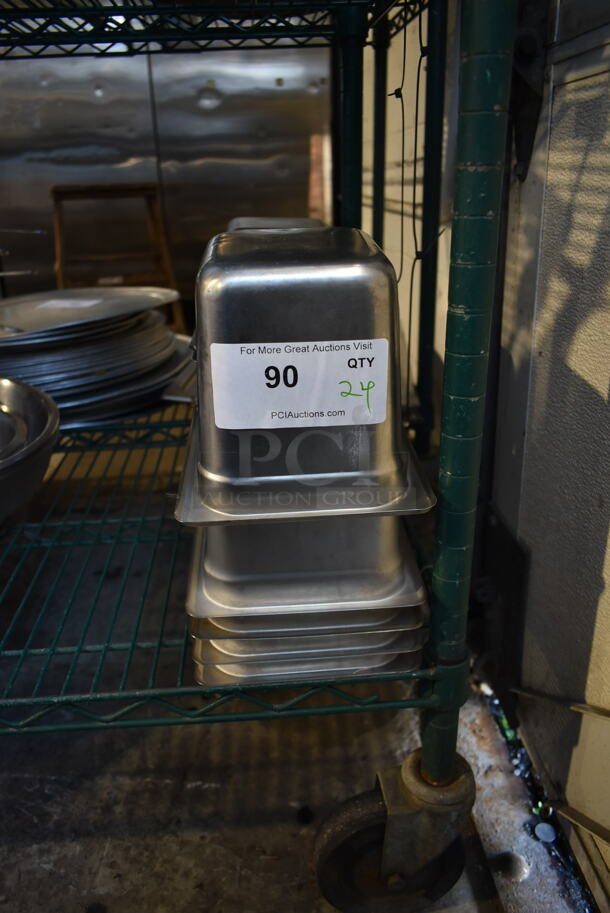 24 Stainless Steel 1/6 Size Drop In Bins. 24 Times Your Bid!
