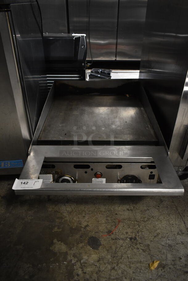 Vulcan Stainless Steel Commercial Countertop Gas Powered Flat top Griddle w/ Thermostatic Controls.