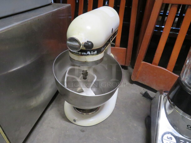 One Kitchen Aid Classic Plus Mixer With With Bowl And Whip. #KSM75WH. 120 Volt. 
