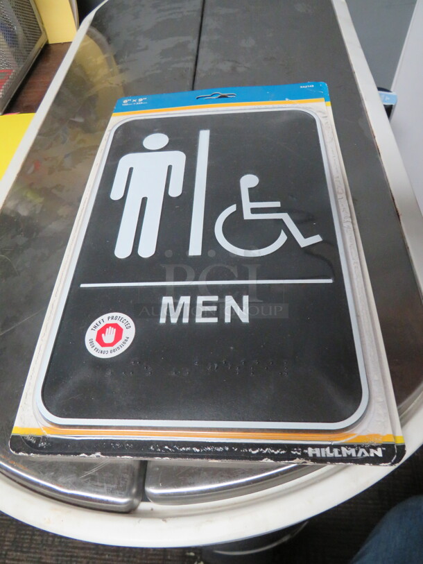 One 6X9 NEW Mens Braille Restroom Sign.