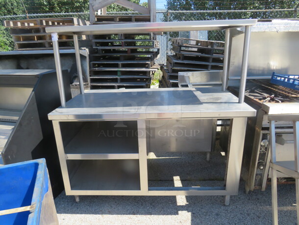 One Stainless Steel Table With 2 Under Shelves, Over Shelf And A Cutout. See Pics. 60X34X60.5