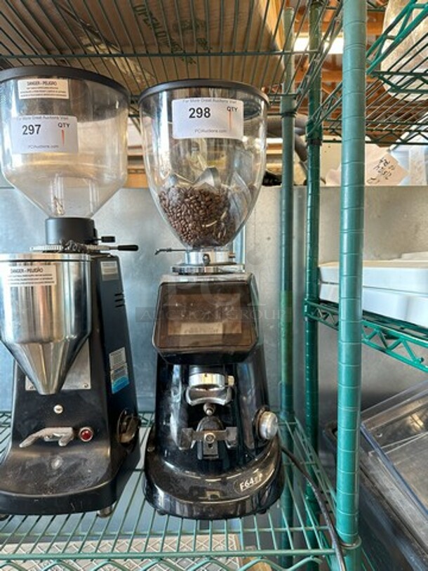 Fiorenzato F64 E Metal Commercial Countertop Espresso Bean Grinder. 110-120 Volts, 1 Phase. Tested and Working!