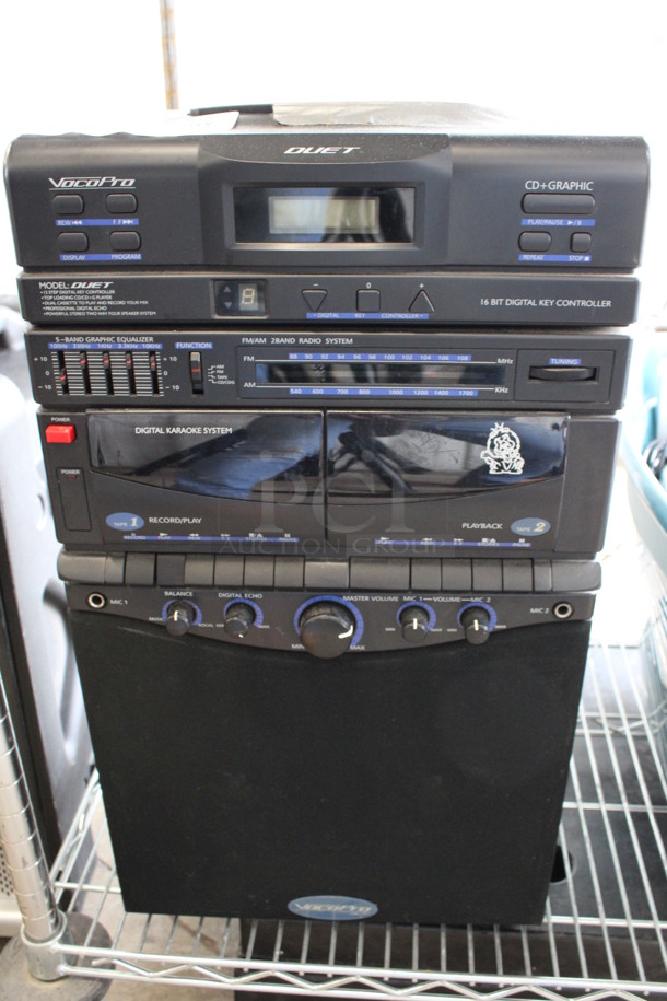 VocoPro Model Duet Digital Key Control CD CDG Dual Cassette Player. 120 Volts, 1 Phase. 12x8.5x22