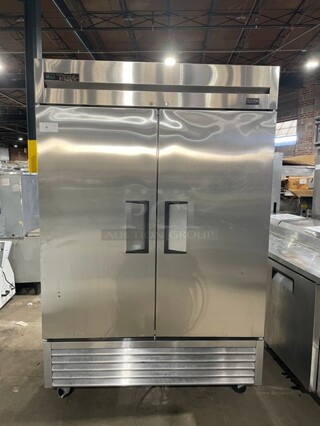 NICE! True Commercial Double Door Reach In Refrigerator! All Stainless Steel! With Poly Coated Racks! On Casters! 115V 1 Phase! Model: T-49-HC SN: 8904258!