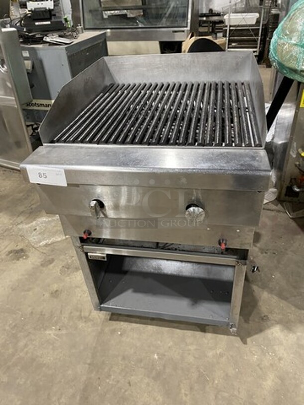 All Stainless Steel 24 Inch Natural Gas Powered Char Broiler Grill! On Custom Stainless Steel Stand!