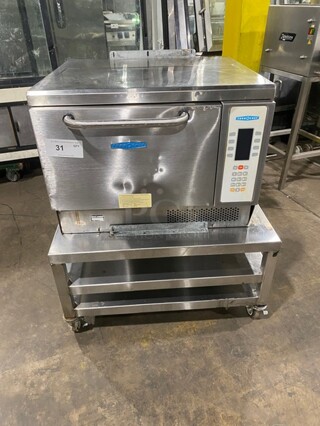 WOW! TurboChef Commercial Electric Powered Rapid Cook Convection Oven! With Double Shelf Base Attached Underneath! All Stainless Steel! On Casters! 208/230-240V! Model: NGC SN: NGCD613446!