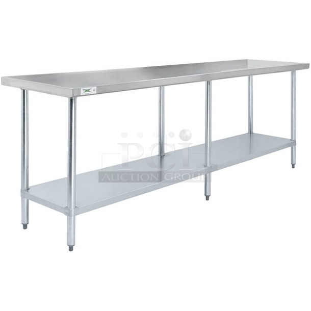 BRAND NEW SCRATCH AND DENT! Regency 600T2472G  24" x 96" 18-Gauge 304 Stainless Steel Commercial Work Table with Galvanized Legs and Undershelf