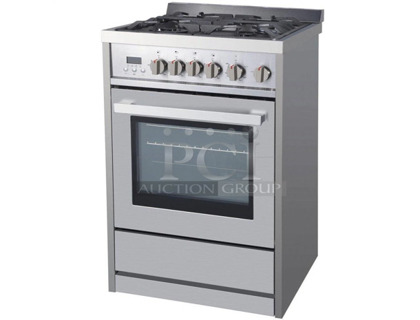 BRAND NEW SCRATCH AND DENT! 2023 Galanz GL1FR24ASSAGN Stainless Steel Natural Gas Powered 4 Burner Range w/ Oven.