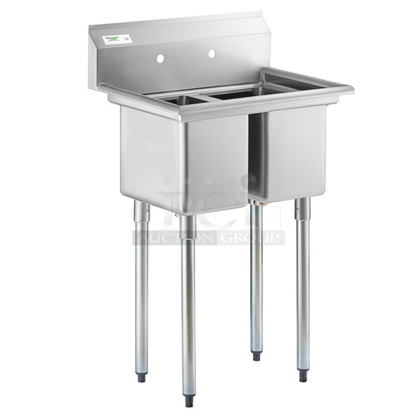 BRAND NEW SCRATCH AND DENT! Regency 600S21014 Stainless Steel Commercial 2 Bay Sink. Bays 10x14
