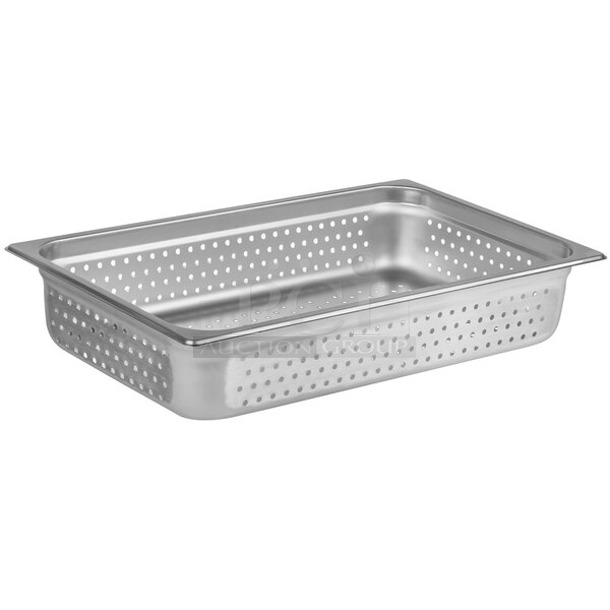 2 BRAND NEW! Choice 4070043/4070069 Full Size Anti-Jam Perforated Stainless Steel Steam Table / Hotel Pan. 4" AND 6". 2 Times Your Bid!