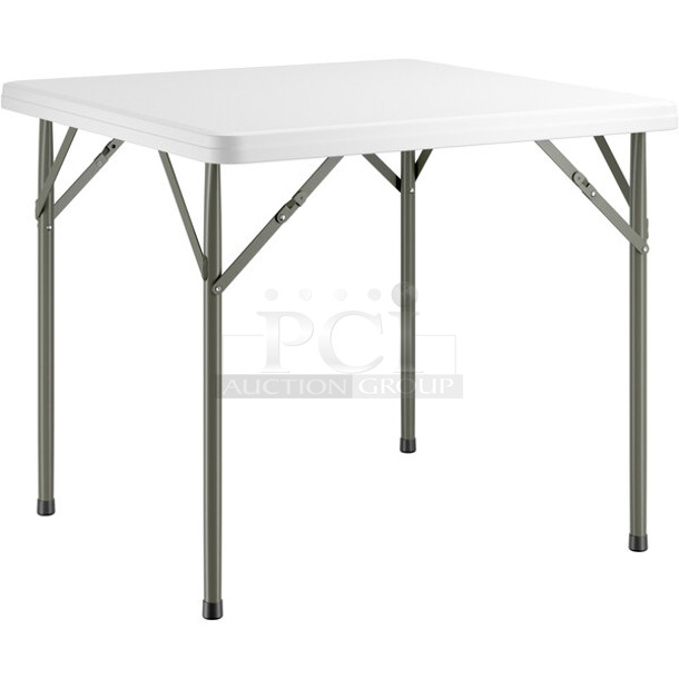 BRAND NEW SCRATCH AND DENT! Lancaster Table & Seating 384YCZ34SQ 34" Square Granite White Heavy-Duty Blow Molded Plastic Folding Table  