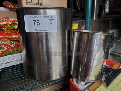 Lot of 2 Stainless Steel Bain Marie Pots