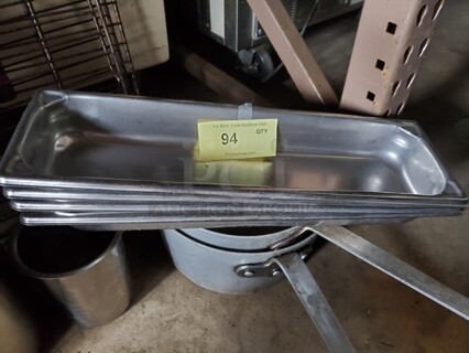 Lot of 5 Long Stainless Steel Steam Table / Hotel Pans