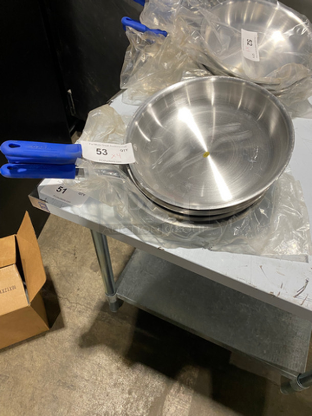 NEW! Winco 12" Stainless Steel Frying Pans! With Cool Touch Handles! 4x Your Bid!