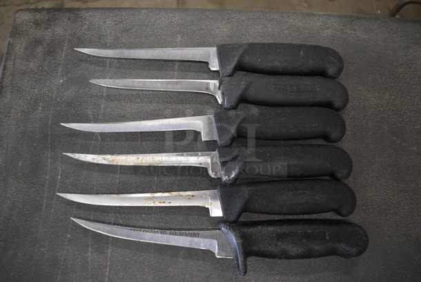 6 Sharpened Stainless Steel Fillet Knives. Includes 10.5". 6 Times Your Bid!