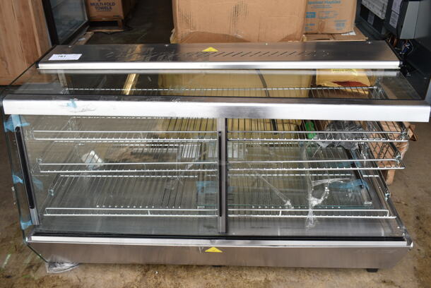 BRAND NEW SCRATCH AND DENT! ServIt 423HDM48SA Stainless Steel Commercial Countertop Full Service Heated Merchandiser Display Case. See Pictures for Missing Side Panel. 120 Volts, 1 Phase. Tested and Working!