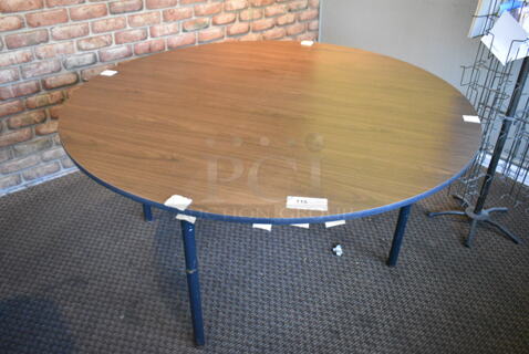 Round Wood Pattern Dining Height Table. (booth room) 