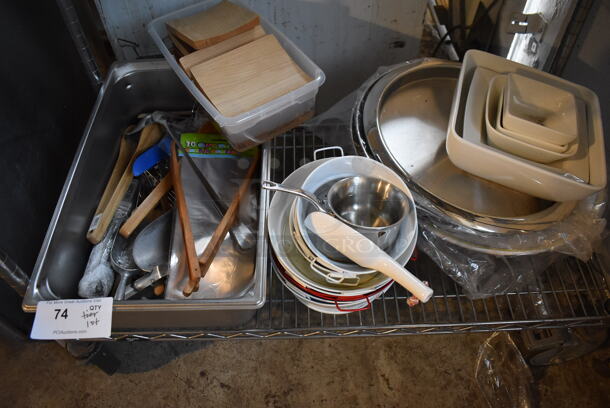 ALL ONE MONEY! Tier Lot of Various Items Including Ceramic Bowls and Utensils