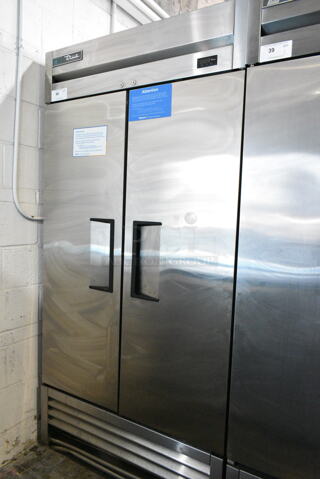 2021 True T-35-HC Stainless Steel Commercial 2 Door Reach In Cooler w/ Poly Coated Racks. 115 Volts, 1 Phase. Tested and Working!