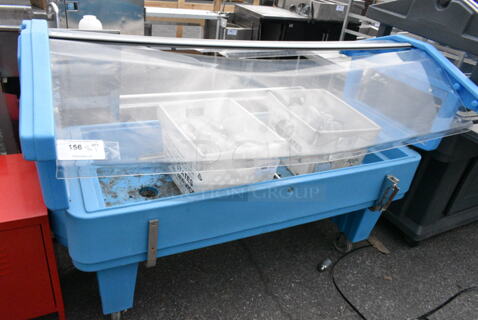 Cambro Blue Poly Portable Buffet Station w/ Sneeze Guard on Commercial Casters. 