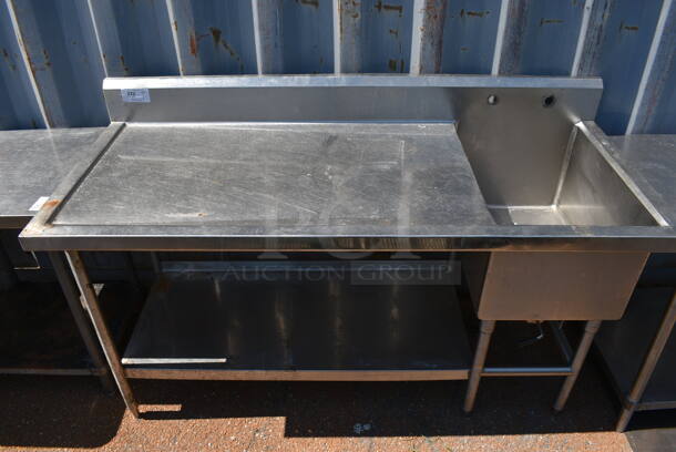 Stainless Steel Table w/ Right Side Sink Bay and Under Shelf. 70x30x44. Bay 18x26x14