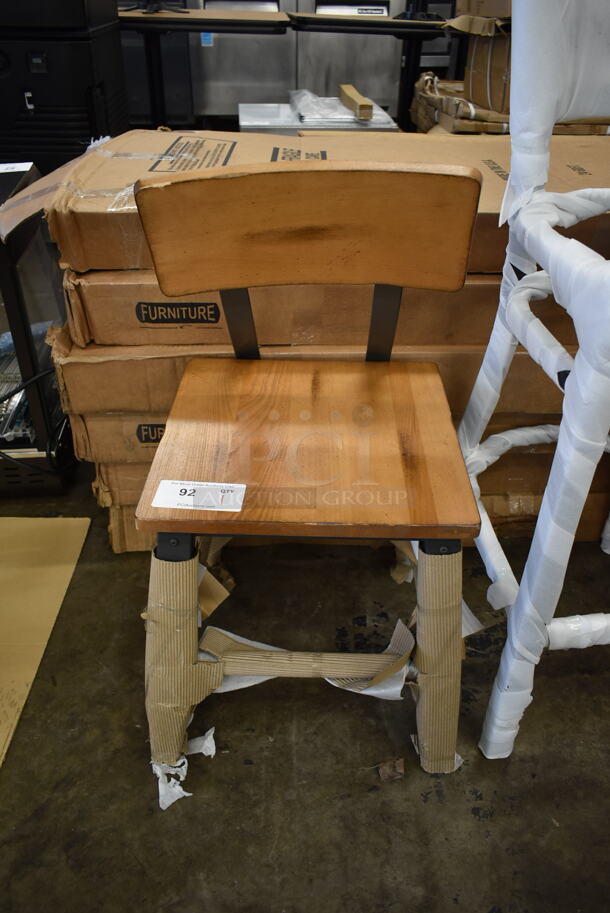 BRAND NEW SCRATCH AND DENT! Metal Dining Height Chair w/ Wooden Back Rest and Seat.