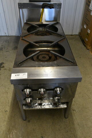 Jade Range Stainless Steel Commercial Countertop Natural Gas Powered 2 Burner Range. 