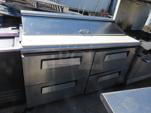 One Turbo Air 4 Drawer Refrigerated Prep Table, With Cutting Board, On Casters. Model# TST-60SD-D4. 115 Volt. 61X31X42