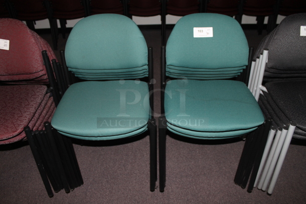 10 Green Dining Height Chairs on Metal Legs. 10 Times Your Bid! (Main Building)