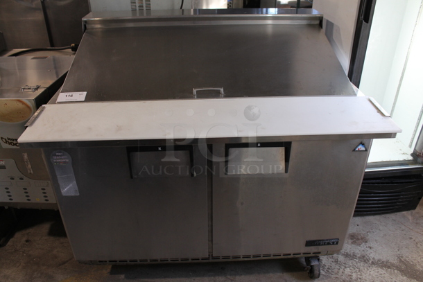 Everest EPBR2 Stainless Steel Commercial Sandwich Salad Prep Table Bain Marie Mega Top on Commercial Casters. 115 Volts, 1 Phase. Tested and Powers On But Does Not Get Cold