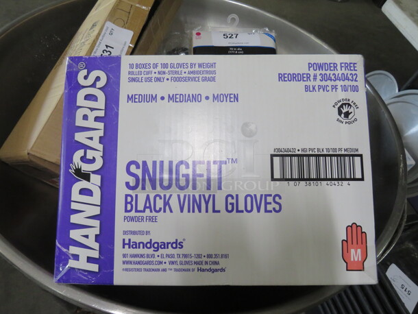 One Case Of Medium Black Powder Free Gloves. 10 Boxes Of 100 Gloves. 1,000  Gloves Total.