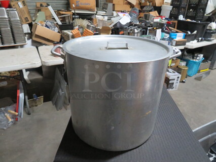 One 50 Quart Aluminum Stock Pot With Lid. #ALST-50