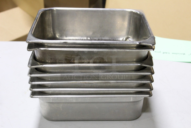 SWEET STACK! 1/2 Size Hotel Pans, 4" Deep, Stainless Steel. 7x Your Bid