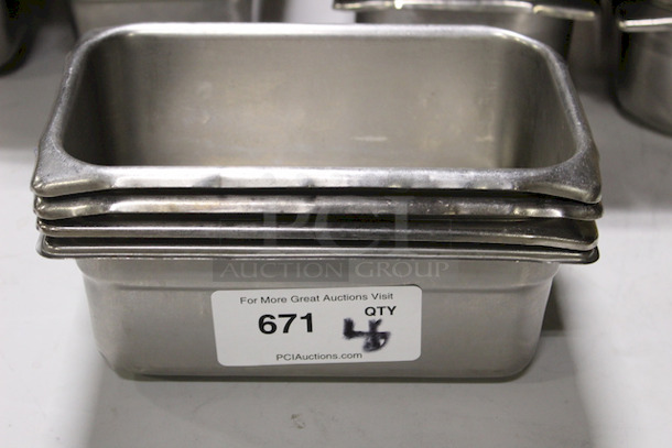 HOT DOG!!! 4" Deep 1/4 Pans, Stainless Steel 4x Your Bid