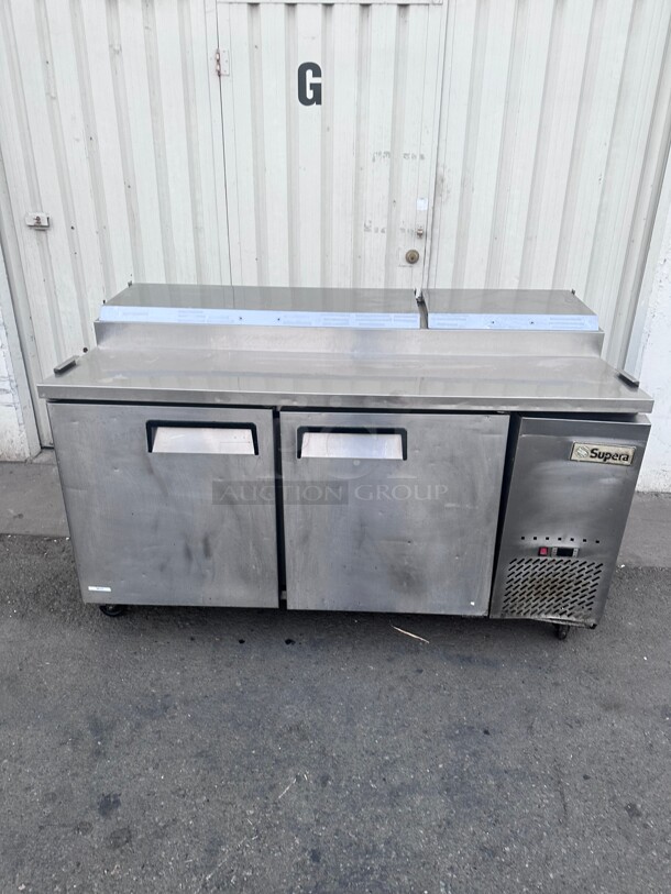Certified Working! Supera  67 inch Double Section Refrigerated Pizza Prep Table Stainless interior & exterior NSF 115 Volt