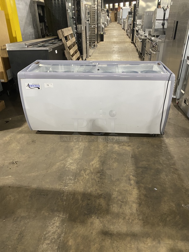 BRAND NEW SCRATCH AND DENT! Avantco 360ADC12HC Metal Commercial Floor Style Ice Cream Dipping Cabinet Merchandiser w/ Ice Cream Tub Collars. Stock Picture Used For Gallery Picture. 115 Volts, 1 Phase. 