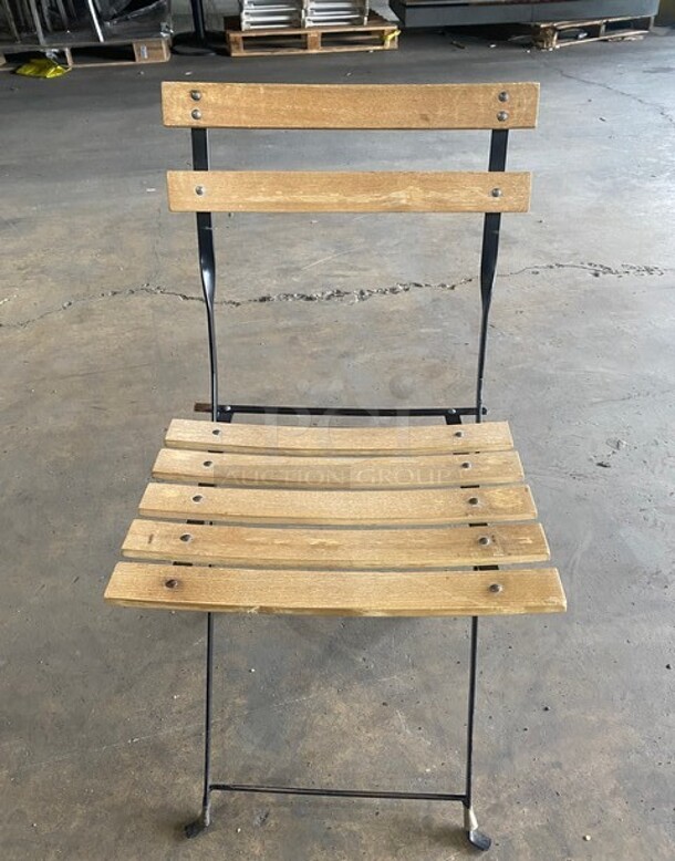Metal Folding Chairs w/ Wooden Planks! 8X YOUR BID!