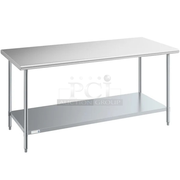 BRAND NEW SCRATCH AND DENT! Steelton 522ETSG3072 30" x 72" 18 Gauge 430 Stainless Steel Work Table with Undershelf