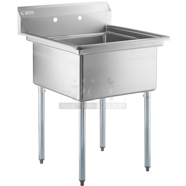 BRAND NEW SCRATCH AND DENT! Steelton 522CS12424 29 1/2" 18-Gauge Stainless Steel One Compartment Commercial Sink without Drainboard - 24" x 24" x 12" Bowl. No Legs. 