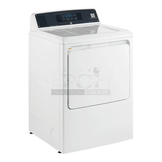 BRAND NEW SCRATCH AND DENT! General Electric GE VTD56EASVOWB 7.4 cu. ft. Front Load Electric Commercial Dryer - Free Use / App Payment / Coin Compatible. 120/208-240 Volts, 1 Phase.