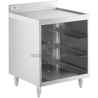 BRAND NEW SCRATCH AND DENT! Regency 600FRSU2324C Stainless Steel Corrugated Top Glass Rack Storage Unit - 23" x 24"