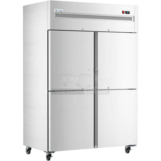 BRAND NEW SCRATCH AND DENT! 2023 Avantco 178Z2F4K Stainless Steel 54" Solid Half Door Stainless Steel Reach-In Freezer. 115 Volts, 1 Phase.  