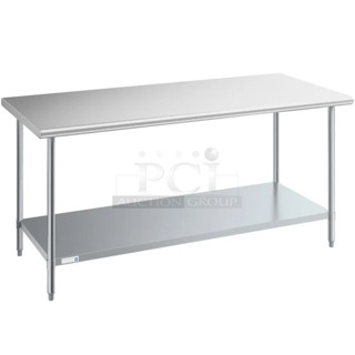 BRAND NEW SCRATCH AND DENT! Steelton 522ETSG3072 30" x 72" 18 Gauge 430 Stainless Steel Work Table with Undershelf. May Be Missing Pieces. 