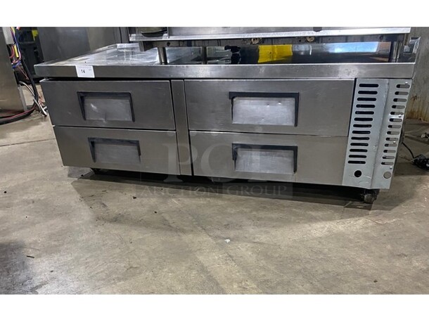 True All Stainless Steel Commercial Refrigerated 4 Drawer Chef Base! On Casters! MODEL TRCB-72 Serial 8769111 115V/60Hz/1 Phase - Item #1125888