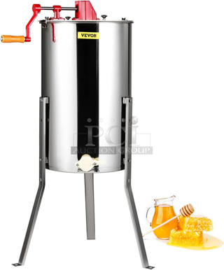 BRAND NEW SCRATCH AND DENT! Vevor HE-15C-3M-US 3 Frame Honey Extractor, Stainless Steel Manual Beekeeping Extraction, Honeycomb Drum Spinner with Transparent Lid