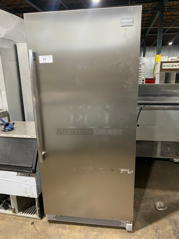 Frigidaire Single Door Reach In Refrigerator! With Poly Shelves! Stainless Steel Body! Model: FPRH19D7LF1 SN: WA43003441 115V 60HZ