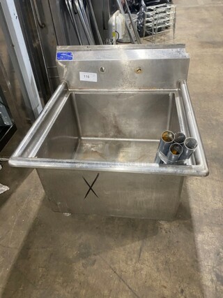 L&J Commercial Single Bay Sink! All Stainless Steel! With Legs!