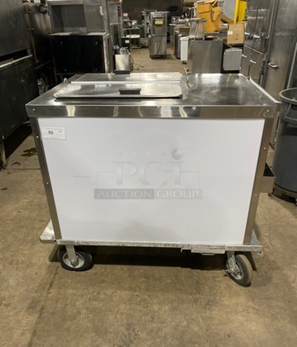 NICE LATE MODEL! Solid Stainless Steel Mobile Ice Cream Cart! On Casters! WORKING WHEN REMOVED!